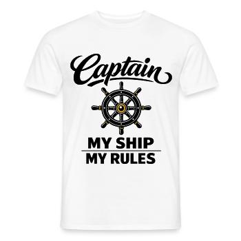 Nautical steering wheel for captains and sailors - Men's T-Shirt - white - Front - AI Model Male 178 dark (178cm)