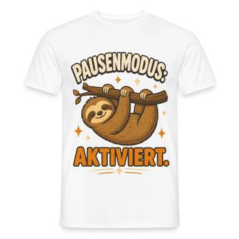 Pausenmodus – Lustiger Entspannungs-Spruch - Männer T-Shirt - Weiß - Vorne - AI Model Male 178 dark (178cm)