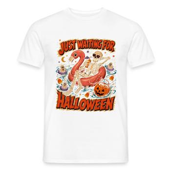 Just Waiting For Halloween Skeleton Flamingo - Men's T-Shirt - white - Front - AI Model Male 178 dark (178cm)