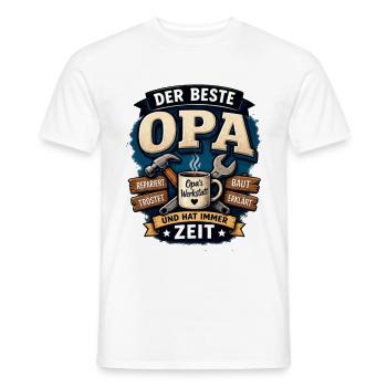Der beste Opa – Werkstatt Motiv - Männer T-Shirt - Weiß - Vorne - AI Model Male 178 dark (178cm)