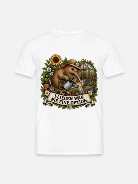 Kiwi Gärtner – Fliegen war nie eine Option - Männer T-Shirt - Weiß