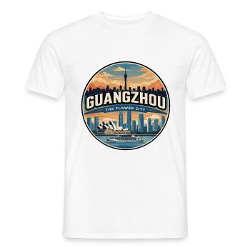 Insigne rétro de la tour du canton de Guangzhou - T-shirt homme - blanc - Devant - AI Model Male 178 dark (178cm)