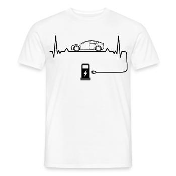 Amour des voitures électriques avec battement de cœur Voitures électriques - T-shirt homme - blanc - Devant - AI Model Male 178 dark (178cm)