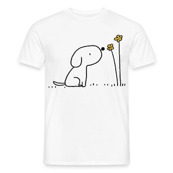 Minimal Yellow Flowers Silhouette - Men's T-Shirt - white - Front - AI Model Male 178 dark (178cm)
