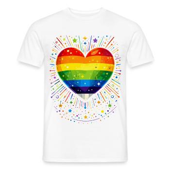 Cœur arc-en-ciel pour la fierté, l’amour et la diversité - T-shirt homme - blanc - Devant - AI Model Male 178 dark (178cm)