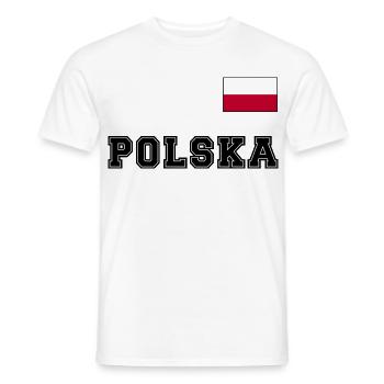 Polen Trikot Look – POLSKA mit Fahne bzw. Flagge - Männer T-Shirt - Weiß - Vorne - AI Model Male 178 dark (178cm)