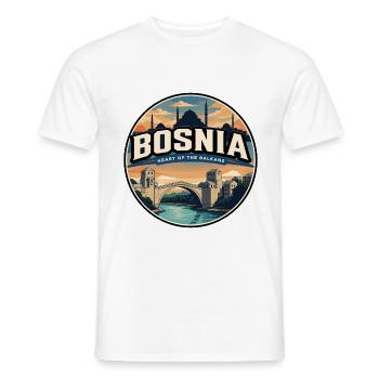 Retro Bosnia Mostar Stari Most Badge - Men's T-Shirt - white - Front - AI Model Male 178 dark (178cm)