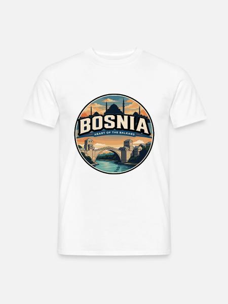 Retro Bosnia Mostar Stari Höchstabzeichen - Männer T-Shirt - Weiß