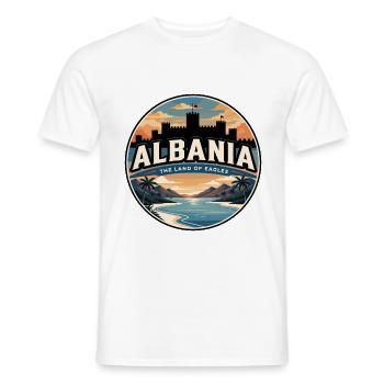 Retro Albanien Ksamil-Inseln-Abzeichen - Männer T-Shirt - Weiß - Vorne - AI Model Male 178 dark (178cm)