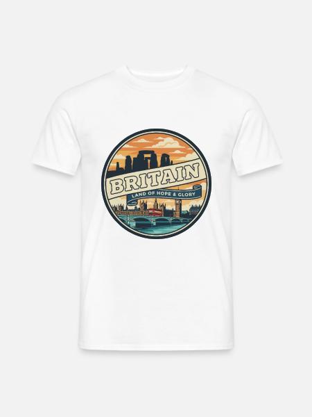 Retro Britain Big Ben Reiseabzeichen - Männer T-Shirt - Weiß