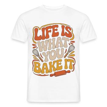La vie de pâtissier, c’est ce que tu cuisines Chef boulanger - T-shirt homme - blanc - Devant - AI Model Male 178 dark (178cm)