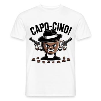 CAPO-CINO – Jeu de mots de gangster coffee design de dessins animés - T-shirt homme - blanc - Devant - AI Model Male 178 dark (178cm)