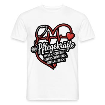 Pflegekraft Herzbeat Motiv - Männer T-Shirt - Weiß - Vorne - AI Model Male 178 dark (178cm)
