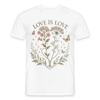 Love Is Love Floral T-Shirt Botanical Vintage - Men's T-Shirt - white - Front - AI Model Male 178 dark (178cm)