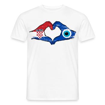 Drapeau Croatie Nazar en forme de cœur utilisé - T-shirt homme - blanc - Devant - AI Model Male 178 dark (178cm)