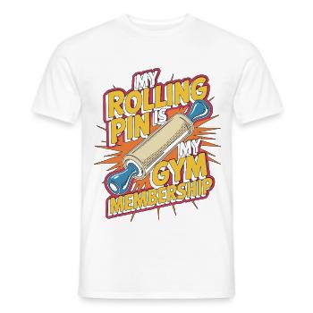 Pastry Chef My Rolling Pin Is My Gym Bakery Chef - Men's T-Shirt - white - Front - AI Model Male 178 dark (178cm)
