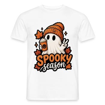Spooky Season Geist mit Kürbis Mütze - Männer T-Shirt - Weiß - Vorne - AI Model Male 178 dark (178cm)