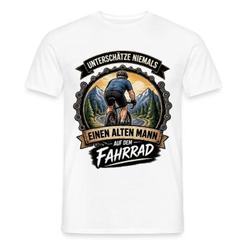 Unterschätze NIEMALS alten Mann auf dem Fahrrad - Männer T-Shirt - Weiß - Vorne - AI Model Male 178 dark (178cm)