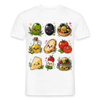 Kawaii Olives | Mediterranean cuisine - Men's T-Shirt - white - Front - AI Model Male 178 dark (178cm)
