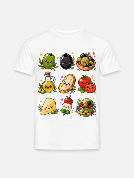 Kawaii Oliven | Mediterrane Küche - Männer T-Shirt - Weiß