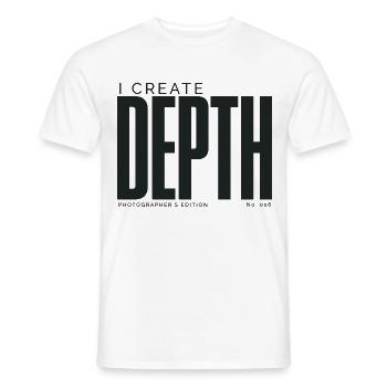 I Create Depth | Photographer's Edition - Men's T-Shirt - white - Front - AI Model Male 178 dark (178cm)