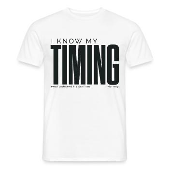 Je connais mon timing | Édition du photographe - T-shirt homme - blanc - Devant - AI Model Male 178 dark (178cm)