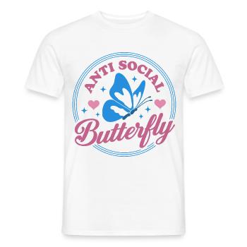 Anti Social Butterfly - Men's T-Shirt - white - Front - AI Model Male 178 dark (178cm)