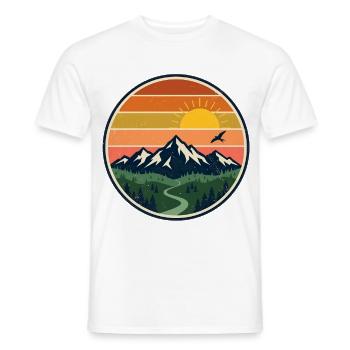 Coucher de soleil sur les montagnes et coucher de soleil rétro des Alpes - T-shirt homme - blanc - Devant - AI Model Male 178 dark (178cm)