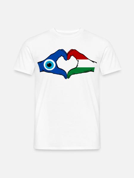Ungarn Nazar Flagge Hände Herzform - Männer T-Shirt - Weiß