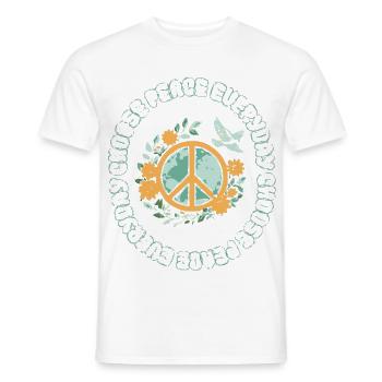 Retro Peace Earth Floral Hippie Welt - Männer T-Shirt - Weiß - Vorne - AI Model Male 178 dark (178cm)