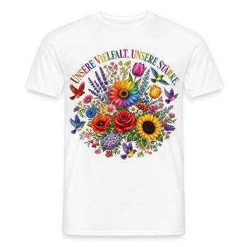 Unsere Vielfalt Unsere Stärke Blumenmotiv Pride - Männer T-Shirt - Weiß - Vorne - AI Model Male 178 dark (178cm)