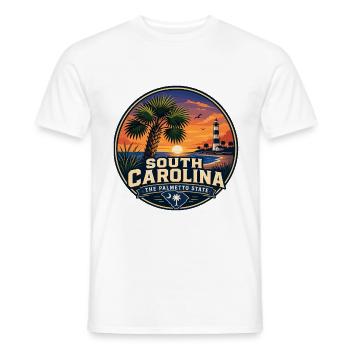 South Carolina Palmetto State Retro Beach Abzeichen - Männer T-Shirt - Weiß - Vorne - AI Model Male 178 dark (178cm)