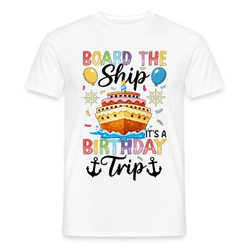 Aan boord van het schip Het is een verjaardagsreis - Heren T-shirt - wit - Voor - AI Model Male 178 dark (178cm)