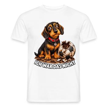 Ich war das nicht – Dackel Fußball - Männer T-Shirt - Weiß - Vorne - AI Model Male 178 dark (178cm)