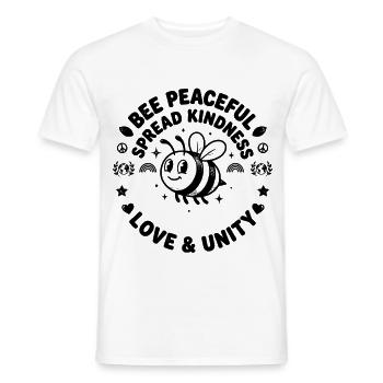 Biene Botschaft für Frieden Liebe Einheit - Männer T-Shirt - Weiß - Vorne - AI Model Male 178 dark (178cm)