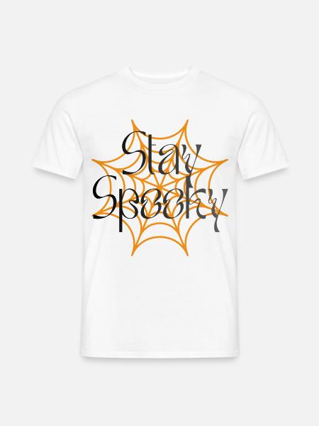 Stay Spooky Spider Web Grafik - Männer T-Shirt - Weiß