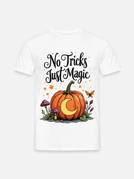 No Tricks Just Magic Kürbis - Männer T-Shirt - Weiß