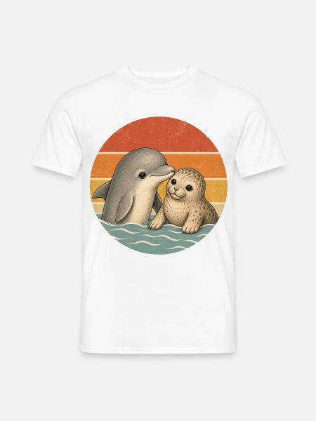 Delphin und Robbe - Männer T-Shirt - Weiß