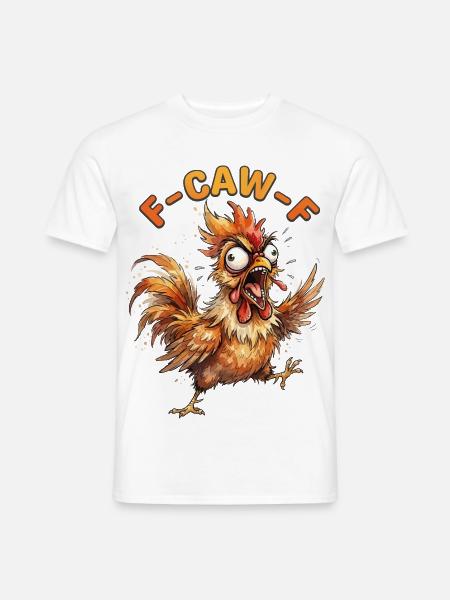Wütender Hahn Cartoon – Verrücktes Huhn Grafik - Männer T-Shirt - Weiß