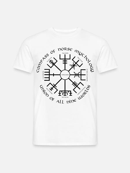 Vegvisir Wikinger Kompass Neun Welten Schwarz - Männer T-Shirt - Weiß