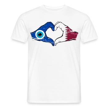 Katar Nazar Flagge Hände Herzform used - Männer T-Shirt - Weiß - Vorne - AI Model Male 178 dark (178cm)