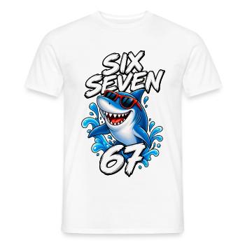 Six Seven Shark 67 – Funny Shark Sunglasses Retro  - Männer T-Shirt - Weiß - Vorne - AI Model Male 178 dark (178cm)