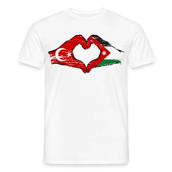 Türkei Jordanien Flagge Hände Herzform used - Männer T-Shirt - Weiß - Vorne - AI Model Male 178 dark (178cm)
