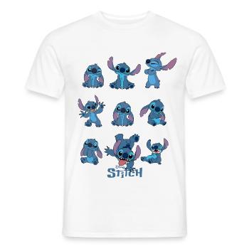 Lilo & Stitch Verschiedene Emotionen Stitch & Logo - Männer T-Shirt - Weiß - Vorne - AI Model Male 178 dark (178cm)