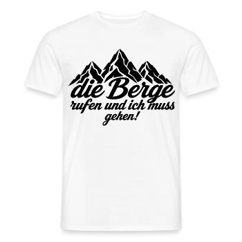Die Berge rufen und ich muss gehen Berg Sprüche - Männer T-Shirt - Weiß - Vorne - AI Model Male 178 dark (178cm)