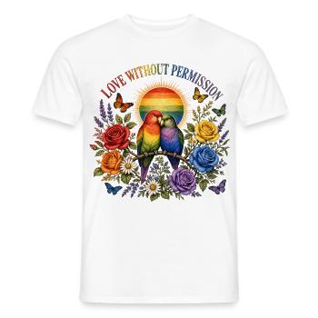 Love Without Permission Papageien T-Shirt Trend - Männer T-Shirt - Weiß - Vorne - AI Model Male 178 dark (178cm)