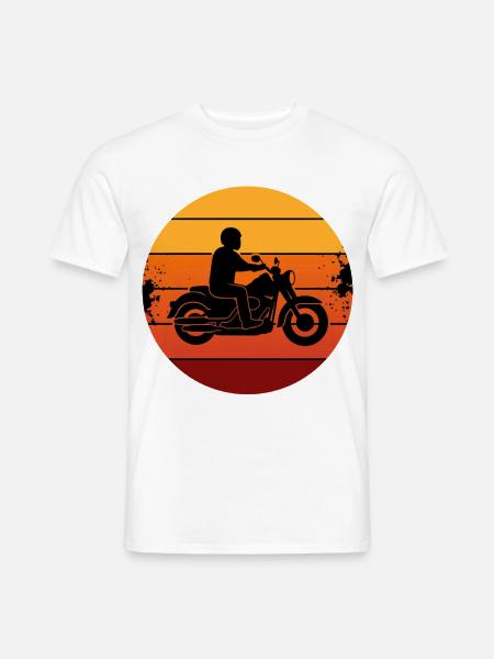 Motorrad Fahrer Sunset Retro Silhouette - Männer T-Shirt - Weiß