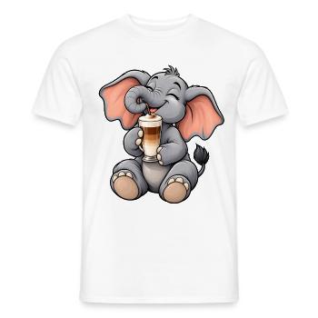 Süßer Elefant mit Latte Macchiato - Männer T-Shirt - Weiß - Vorne - AI Model Male 178 dark (178cm)