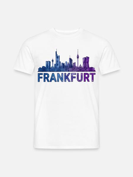 Frankfurt Stadt Skyline - Männer T-Shirt - Weiß