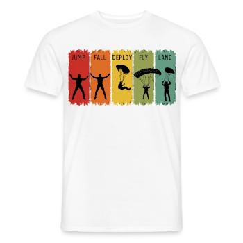 Retro Fallschirmsprung Stufen Sprung Fall Ausrollen Land - Männer T-Shirt - Weiß - Vorne - AI Model Male 178 dark (178cm)